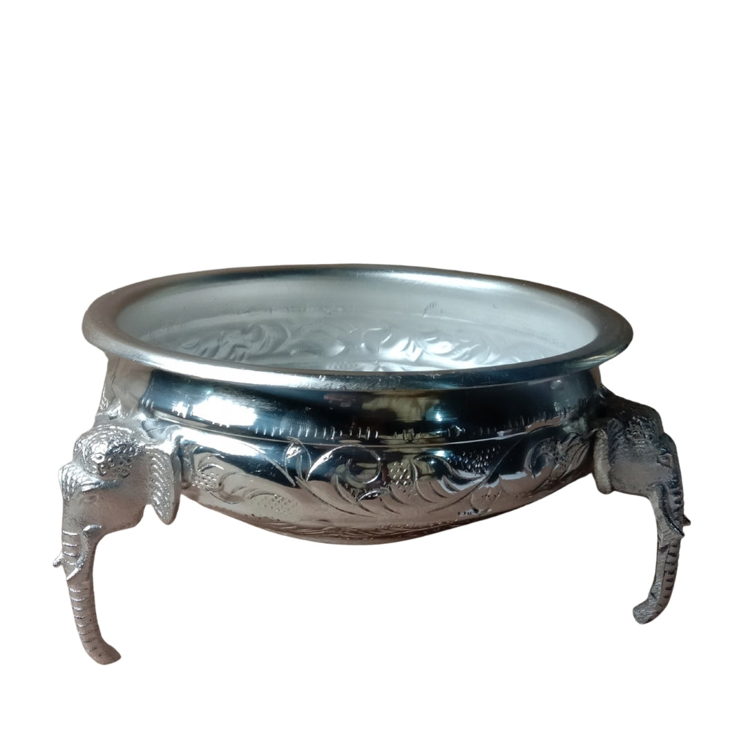 Elephant-Foot Silver urli / bowl in Velvet Box