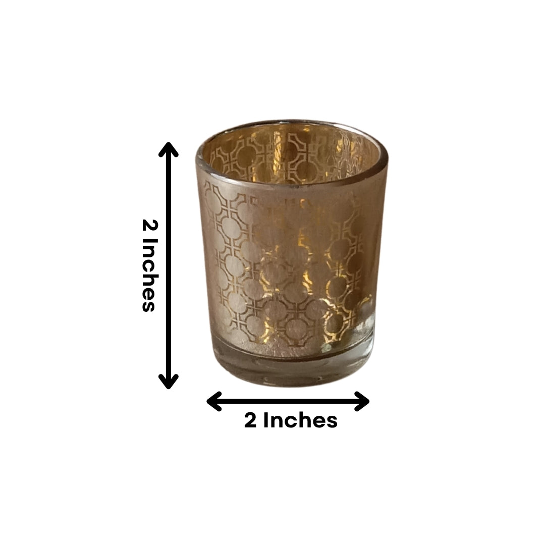 Etched MOsiac Silver Glass Votive Candle Holders - Elegant Small Set of 4