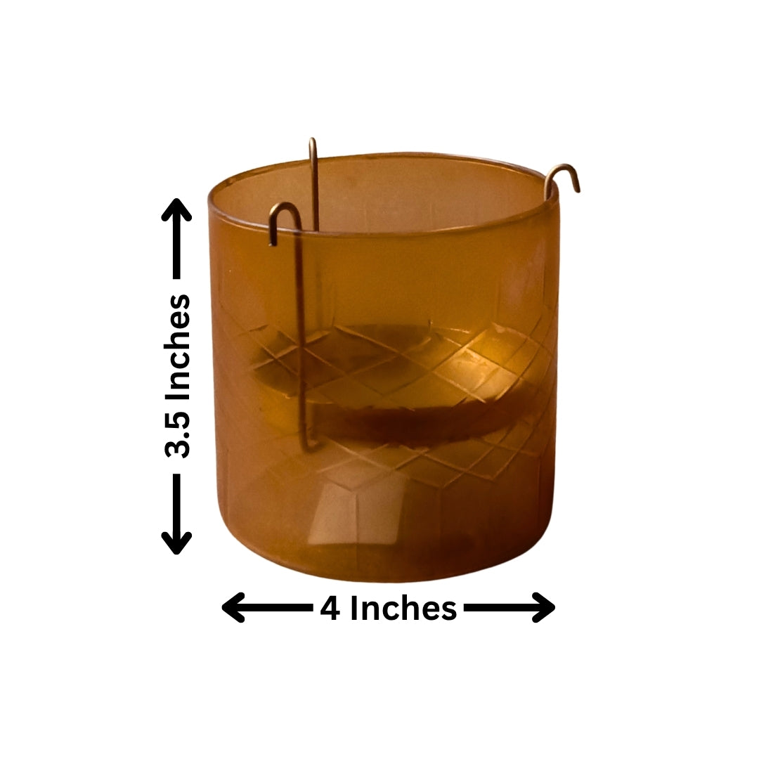 Brown Glass Votives with Internal Metal Tea Light Holders - single pc