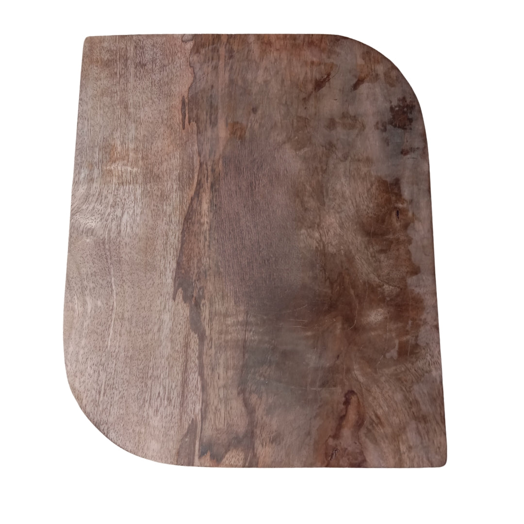 Flamingo Print Enamel & Ribbed Wooden Rectangular Platter