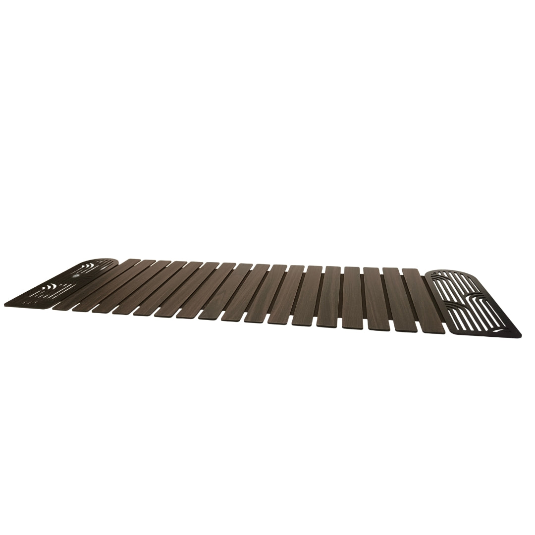 wooden walnut finish abstract cut scalped on sides foldable runner