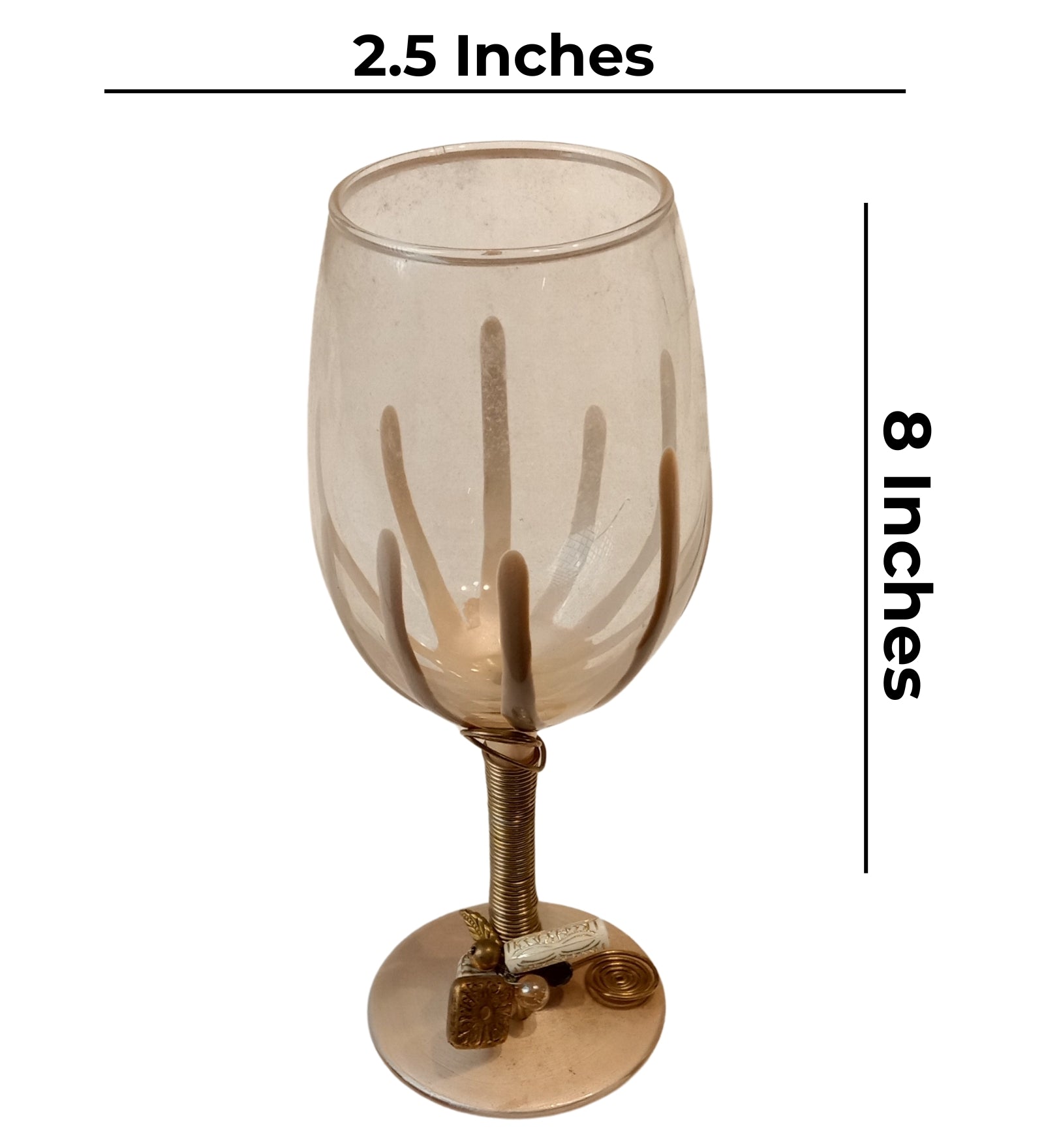 Peach Resin Wine Filigree Glass Set of 4