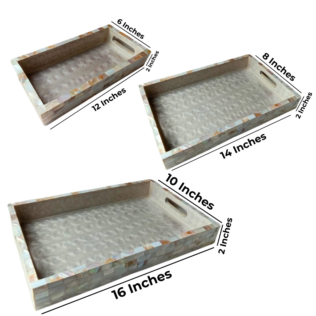 Tray Set Of 3 - Mother Of Pearl