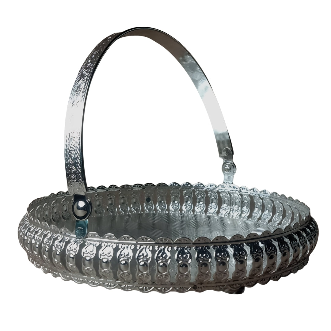 Decorative Silver Plated Round Handle Basket
