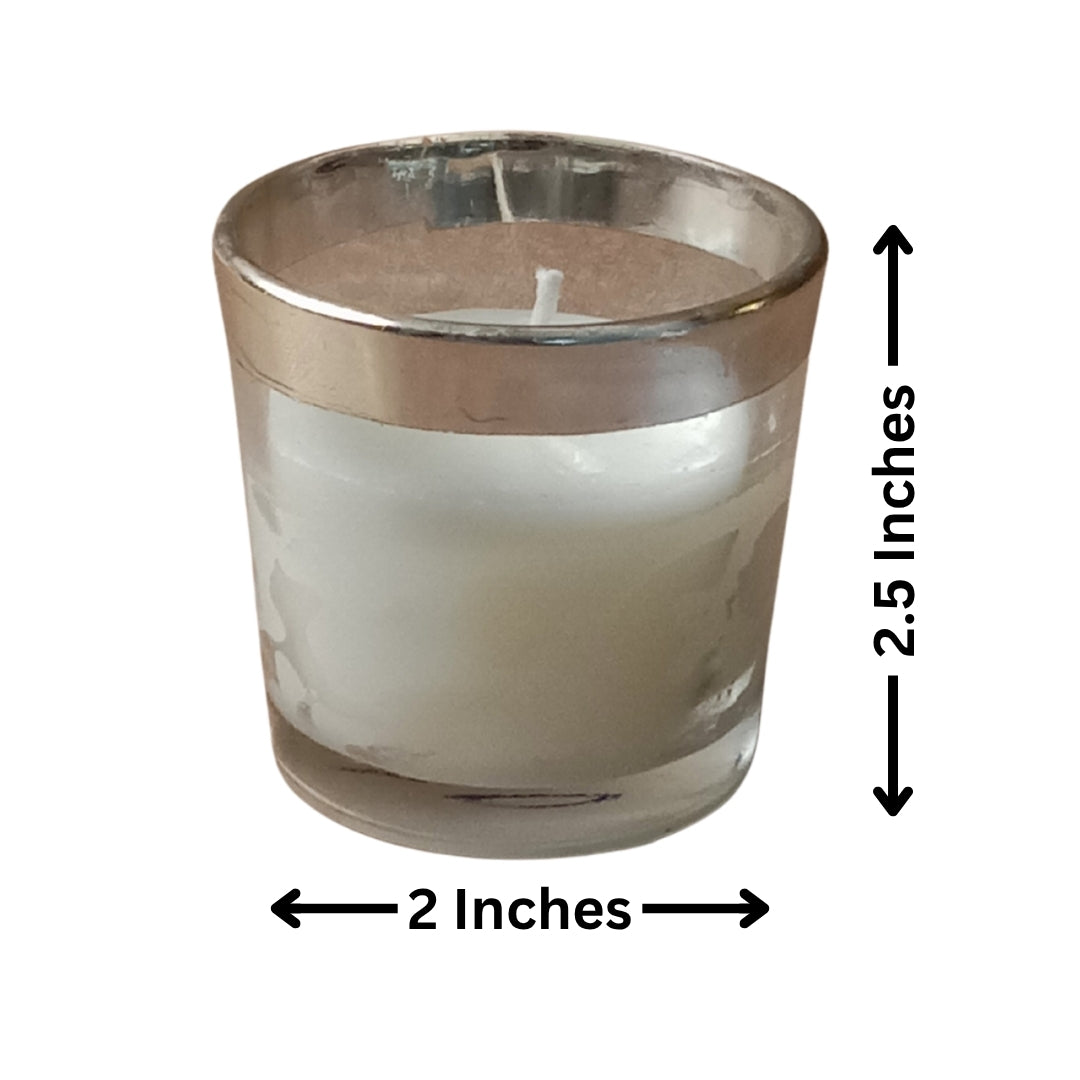 Set of 3 Glass Votive Scented Candles with Gold, Silver, and Copper Metallic Rims