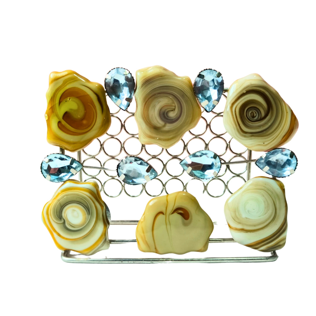 Tissue Holder - Metal Rectangle Shape With Yellow Stone