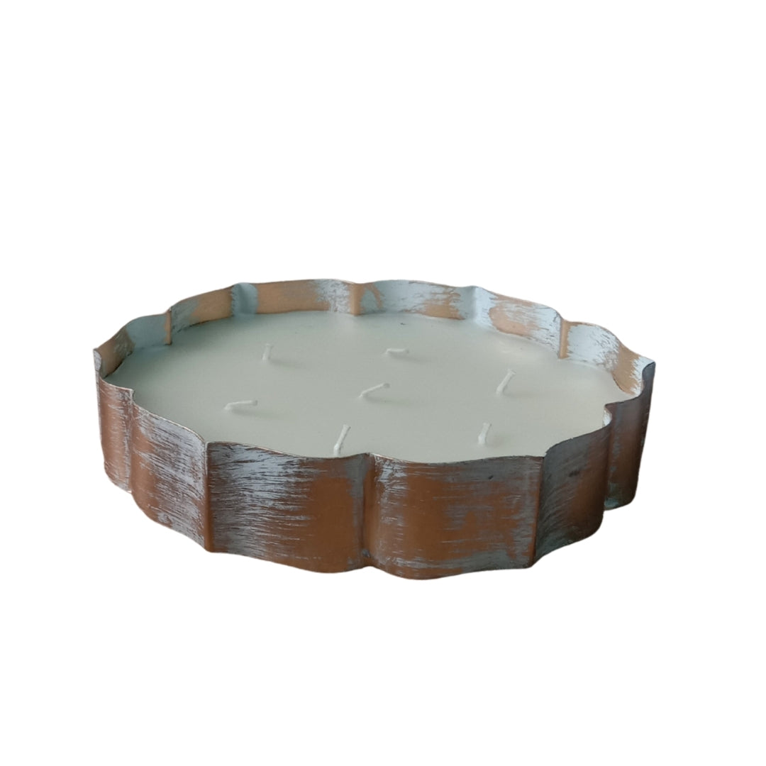 Scalloped Copper & Silver Finish URLI WITH WAX - 8"