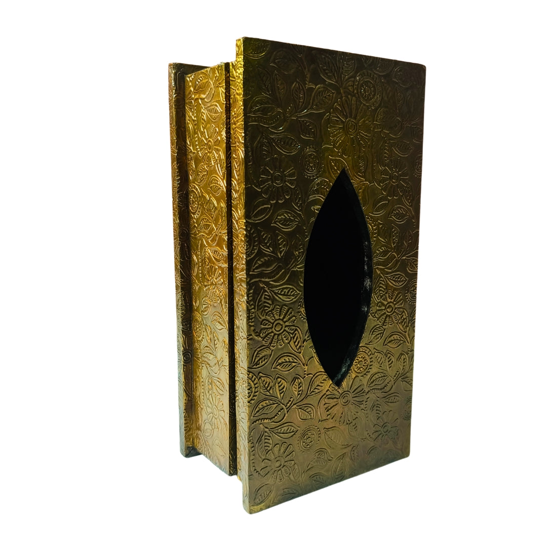 Tissue Box - Wooden Brass Etched Design