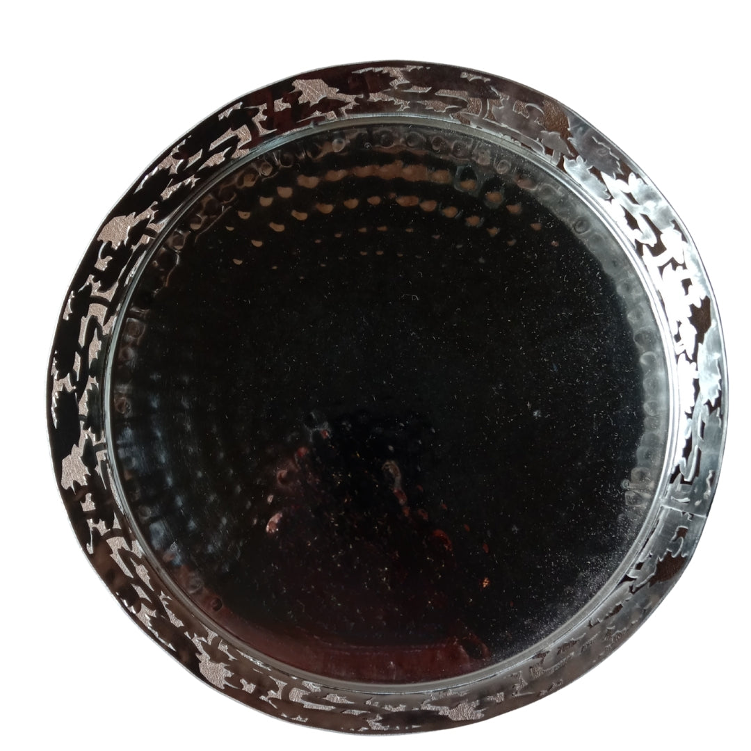Decorative Silver-Plated Lotus Pattern Vanity Tray