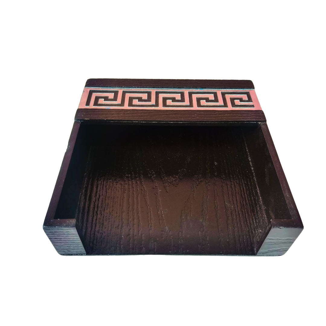 Square tissueholder - Wooden Versace Cut Design