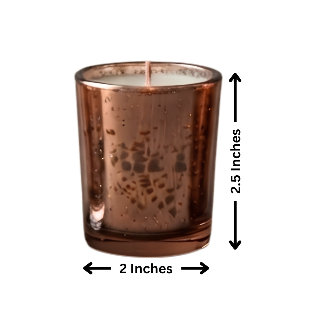 Set of 5 Metallic Luster Glass Votive Scented Candles ( 2 pc Silver, 3 pc Copper)