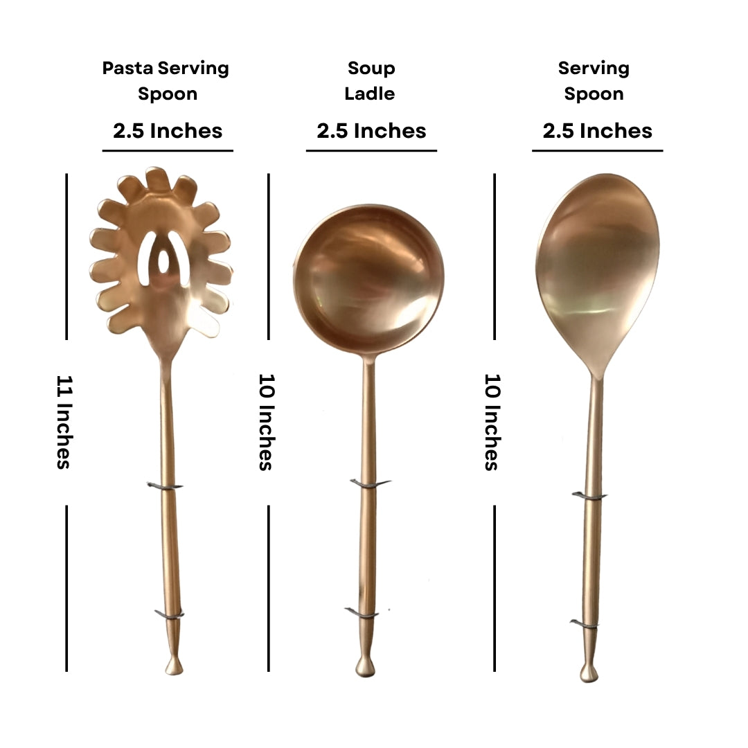 30 Pcs Matte Gold Stainless Steel Cutlery & Serving Set in Box