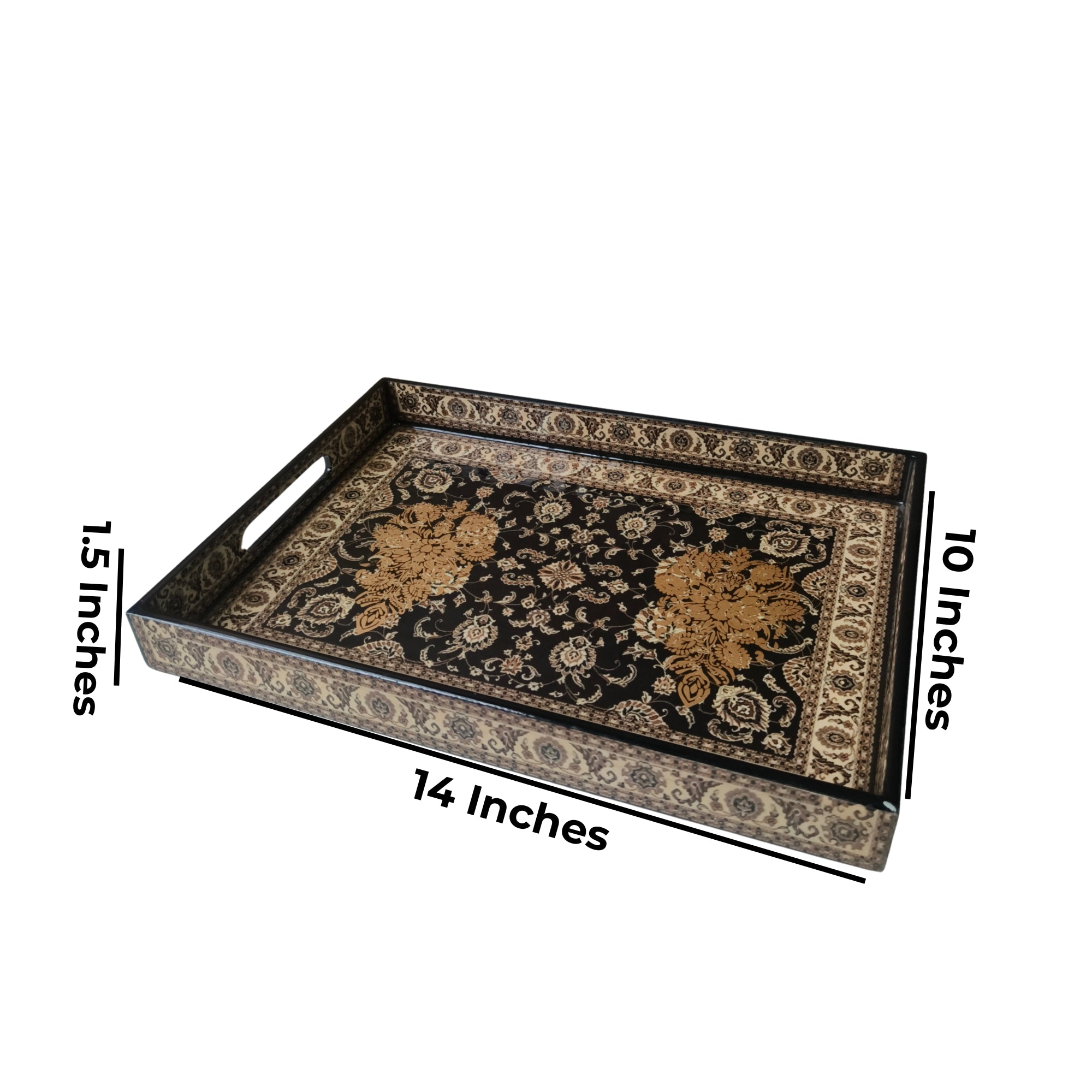 Wooden MaroonTurkey print & Enamel Tray set of 2
