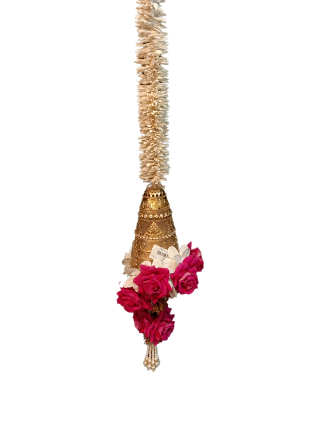 Artificial gajra with metal cone and pink rose sidehanging set of 2 - large