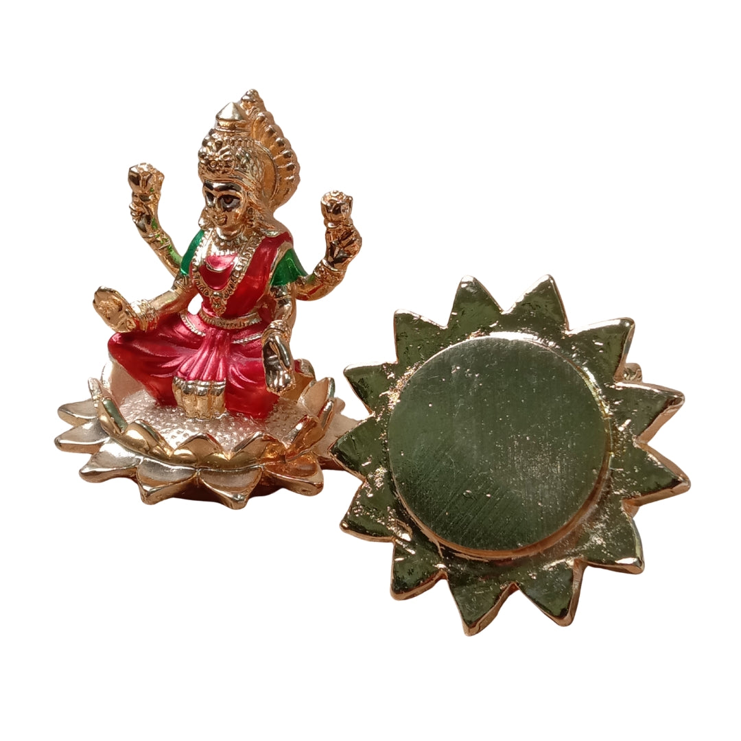 Divine Lakshmi Ganesha Idol Set – 24K Gold-Plated Laxmi Ganesh Murti on Lotus Base for Diwali Pooja, Home Mandir & Wealth Prosperity (Pair of 2, Gold & Meenakari Finish)