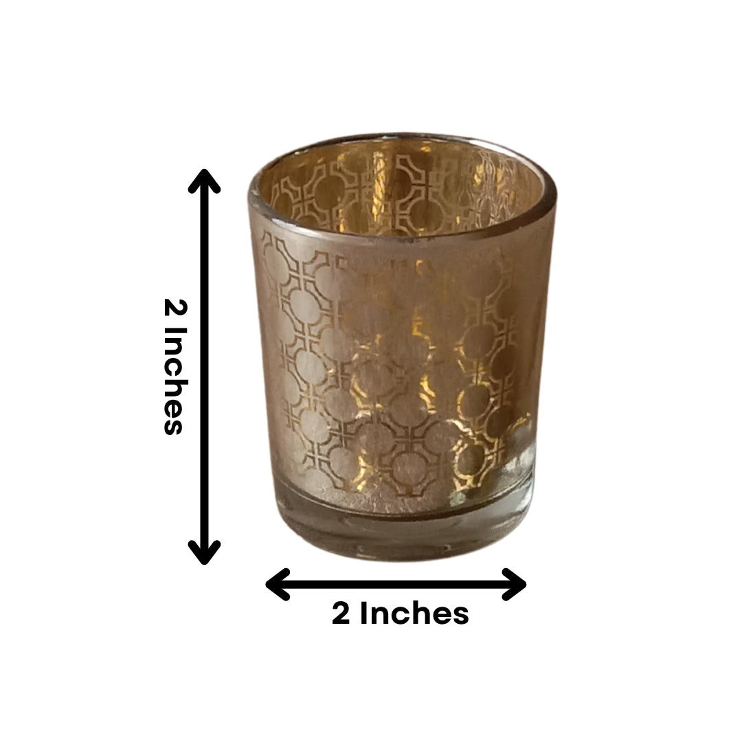 Etched MOsiac Silver Glass Votive Candle Holders - Elegant Small Set of 5
