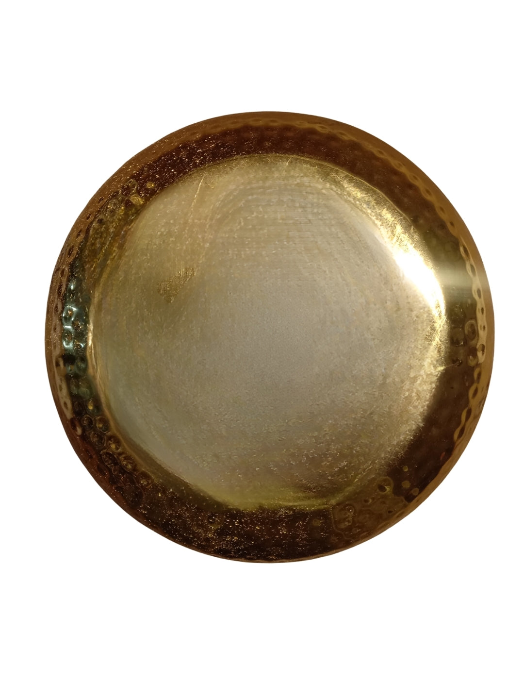 Metal gold colour hammered urli with 2 metal flowers decor