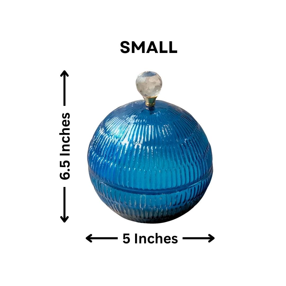 Set of 2 Small Pink & Blue Glass Ball-Shaped Scented Candles