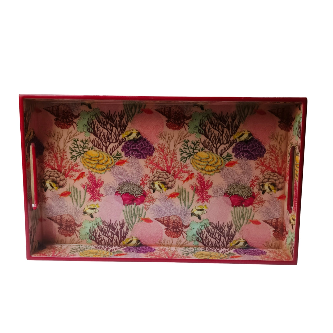 Pink Crafted Enamel Tray Sea Edition
