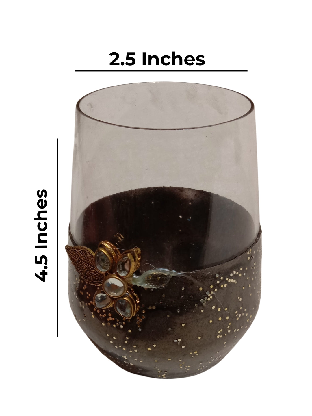 Black Resin Glitter Filigree Glass Set of 6