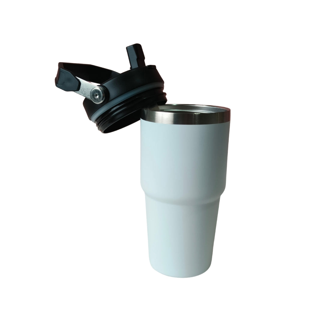 White Stainless Steel Insulated Sipper With Handle