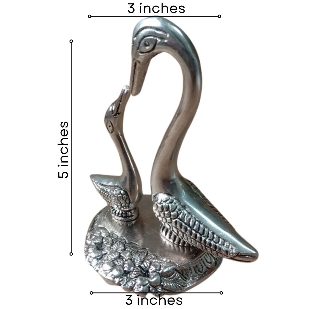 Silver Plated Double Swan Figurine in Red Velvet Box for Luxury Gifting