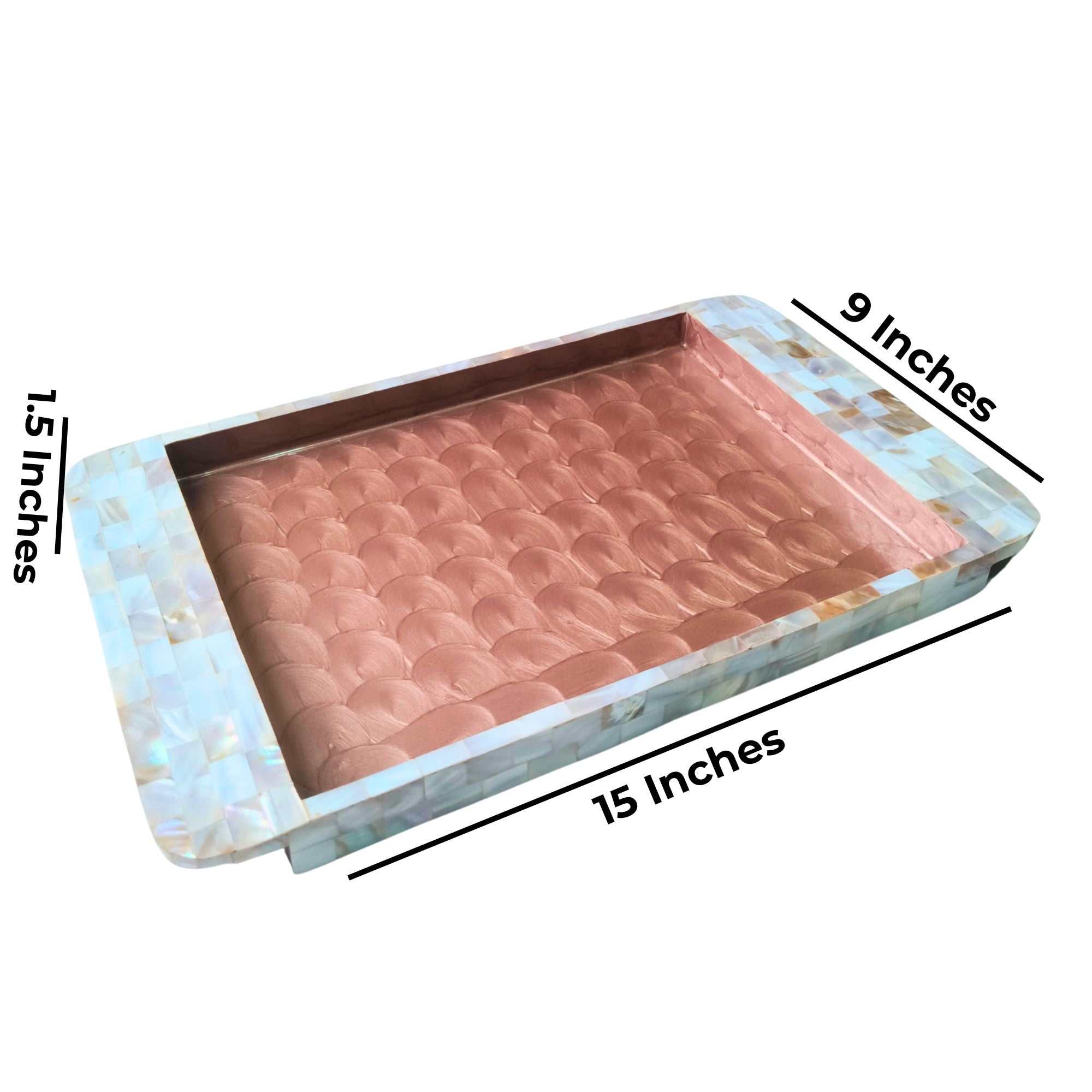 Rectangle Tray Set Of 2 - Wooden with White mother of pearl