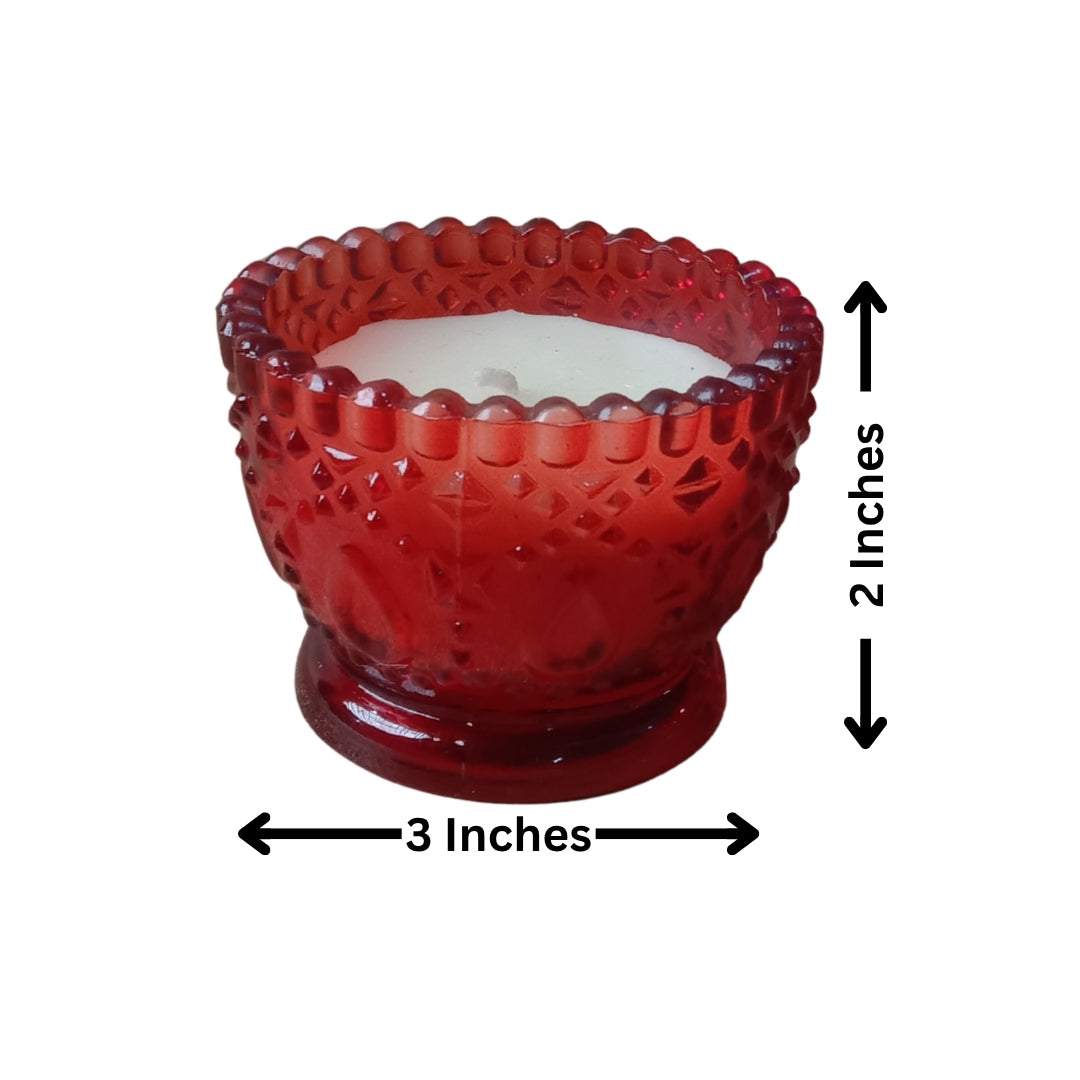 Set of 6 Red Decorative Glass Votive Scented Candles