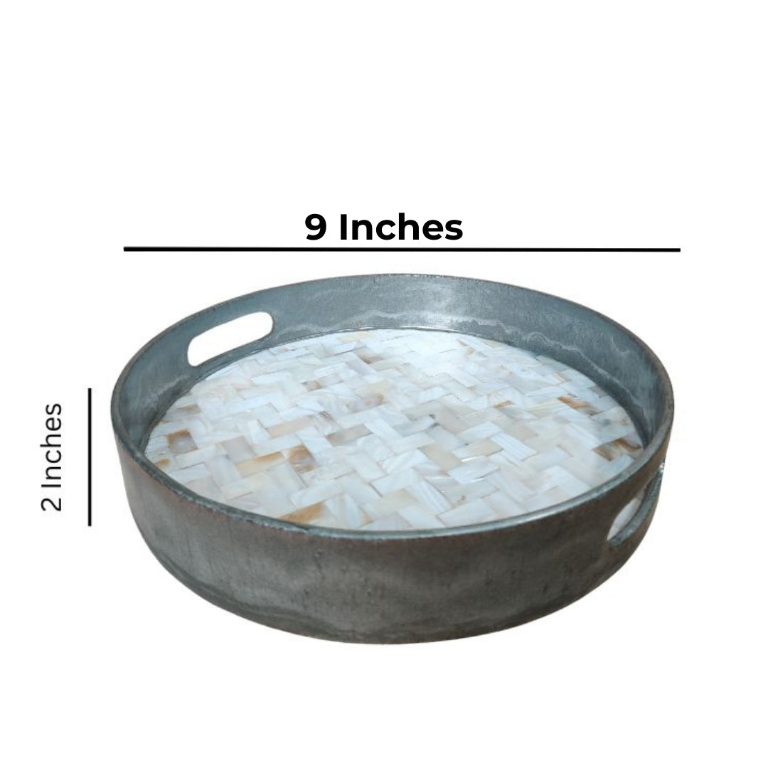 small silver & mop round