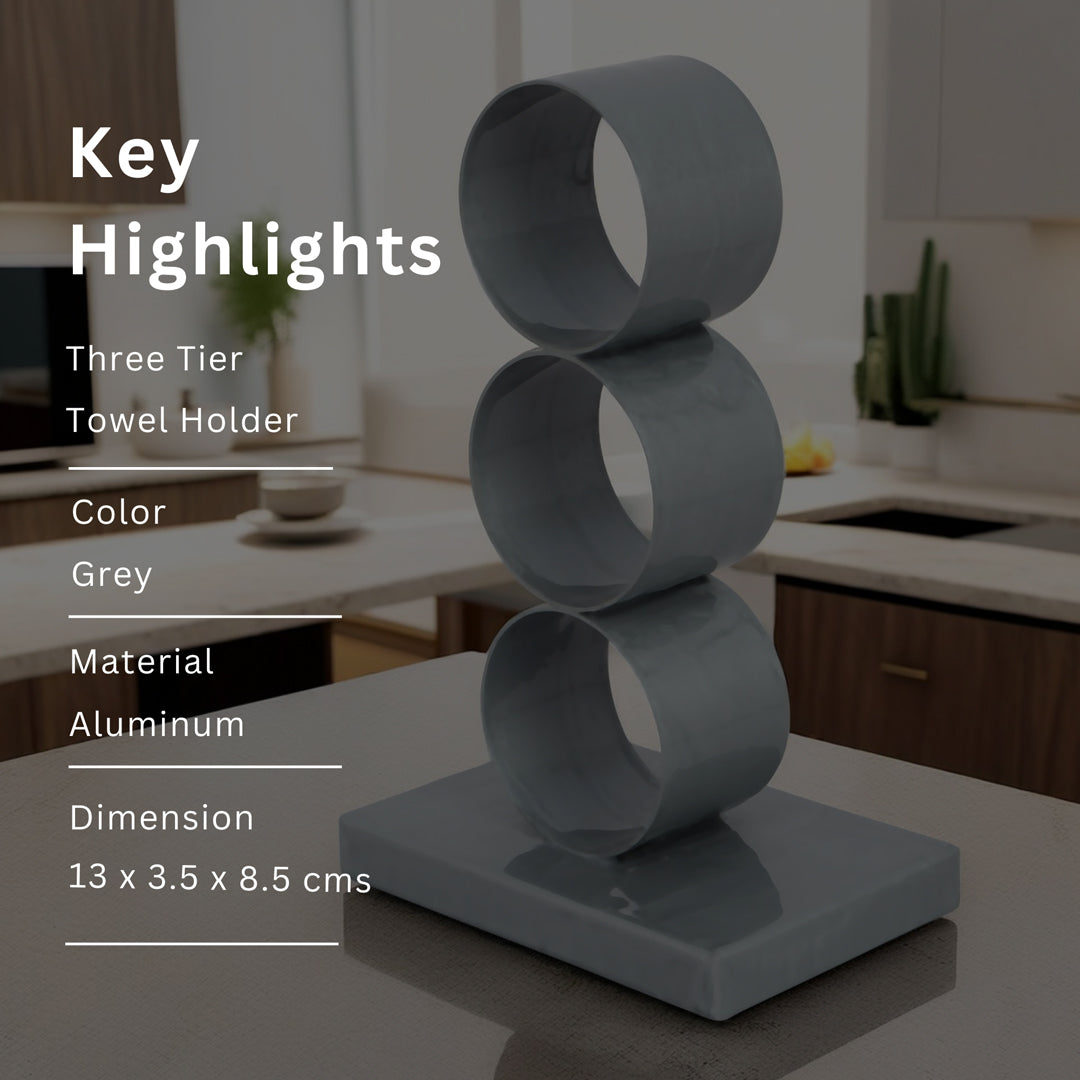 Small Metal Towel Holder Stand - Grey