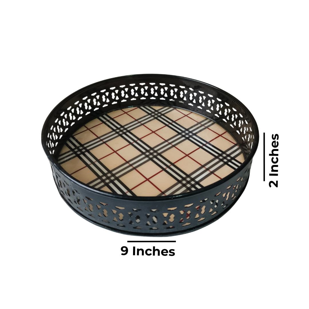 Checks Print Metal Tray Small