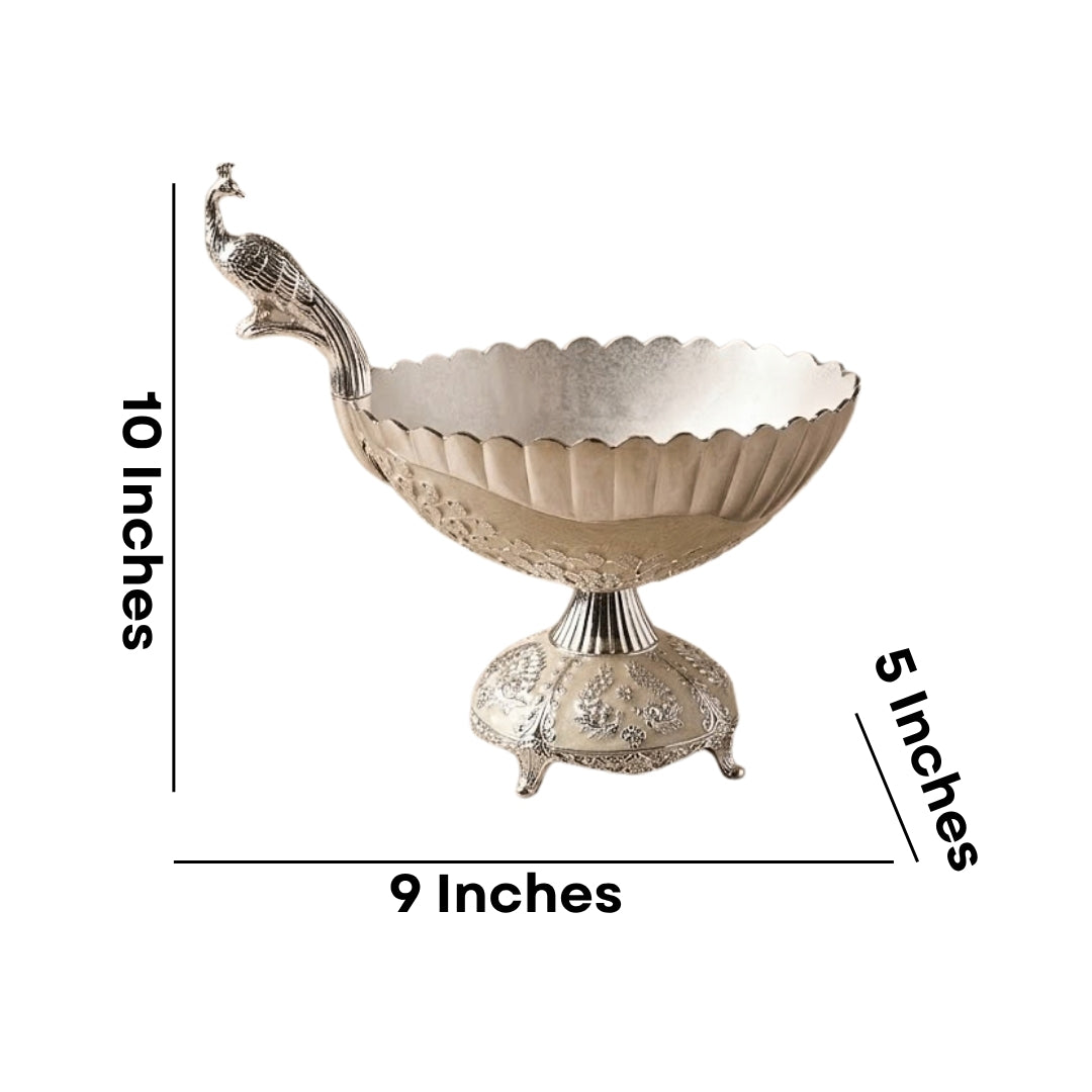 Decorative Silver Plated Peacock Footed Bowl