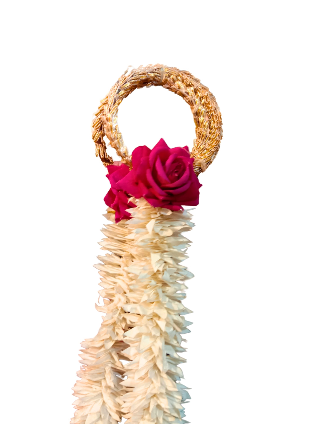 Artificial gajra with metal cone and pink rose sidehanging set of 2 - Small