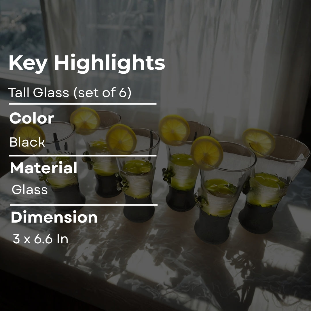 Grey Resin Mocktail Filigree Tall Glass Set of 6