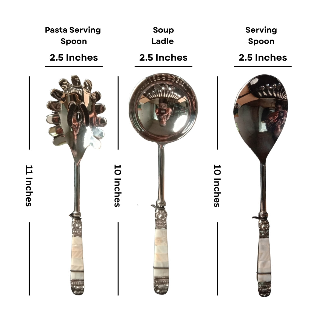 30 Pcs Mother of Pearl Stainless Steel Cutlery & Serving Set in Box