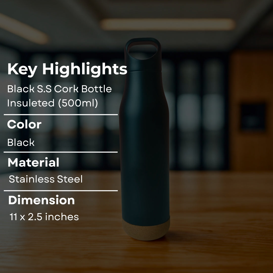 Black Stainless Steel Insulated Bottle (500ml)