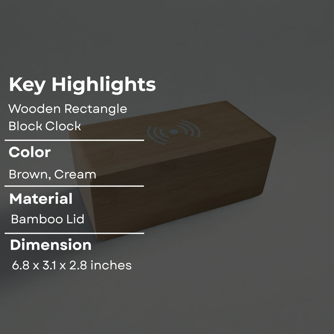 Wooden Rectangle Block With Digital Clock