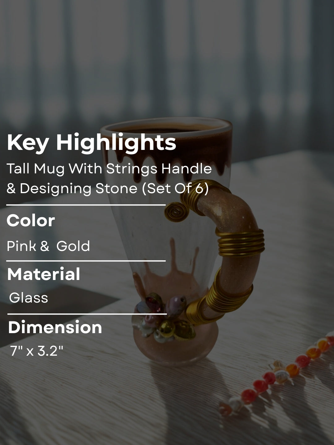 Gold Resin Mocktail Filigree Cup Set of 6