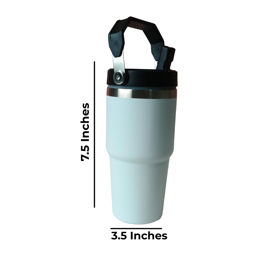 White Stainless Steel Insulated Sipper With Handle