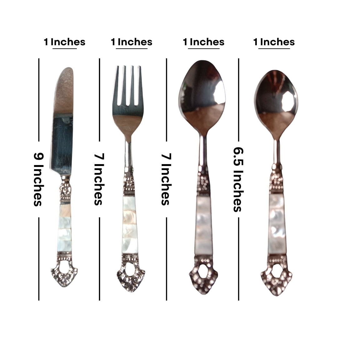 24 Pcs Mother of Pearl Stainless Steel Cutlery Set with Velvet Box