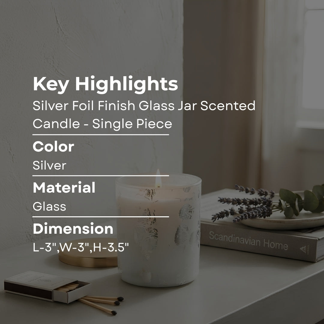 Silver Foil Finish Glass Jar Scented Candles - Sinlge pc