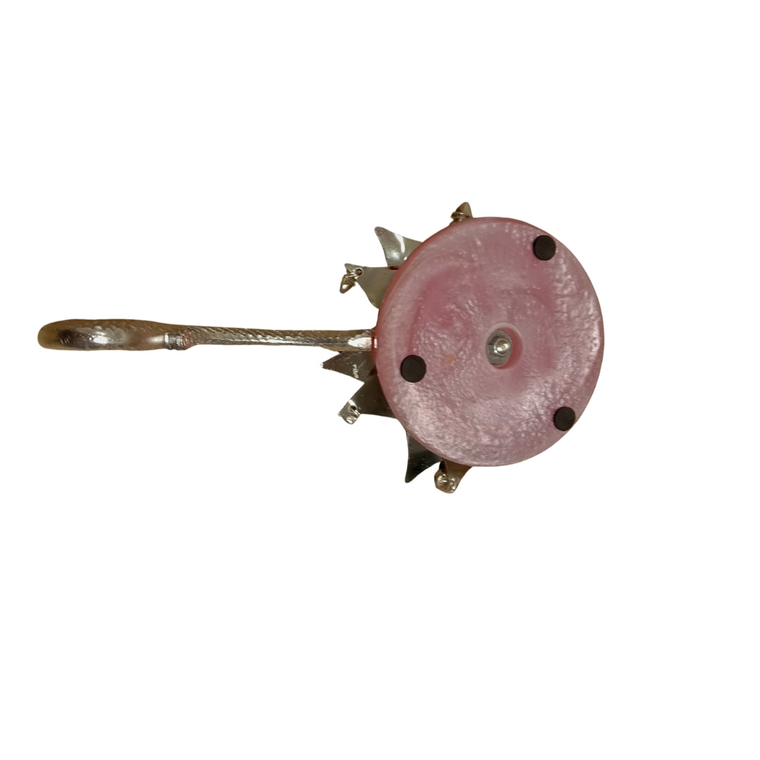 Luxury Silver Plated Lotus Diya with Peacock Handle & Pink Quartz Base