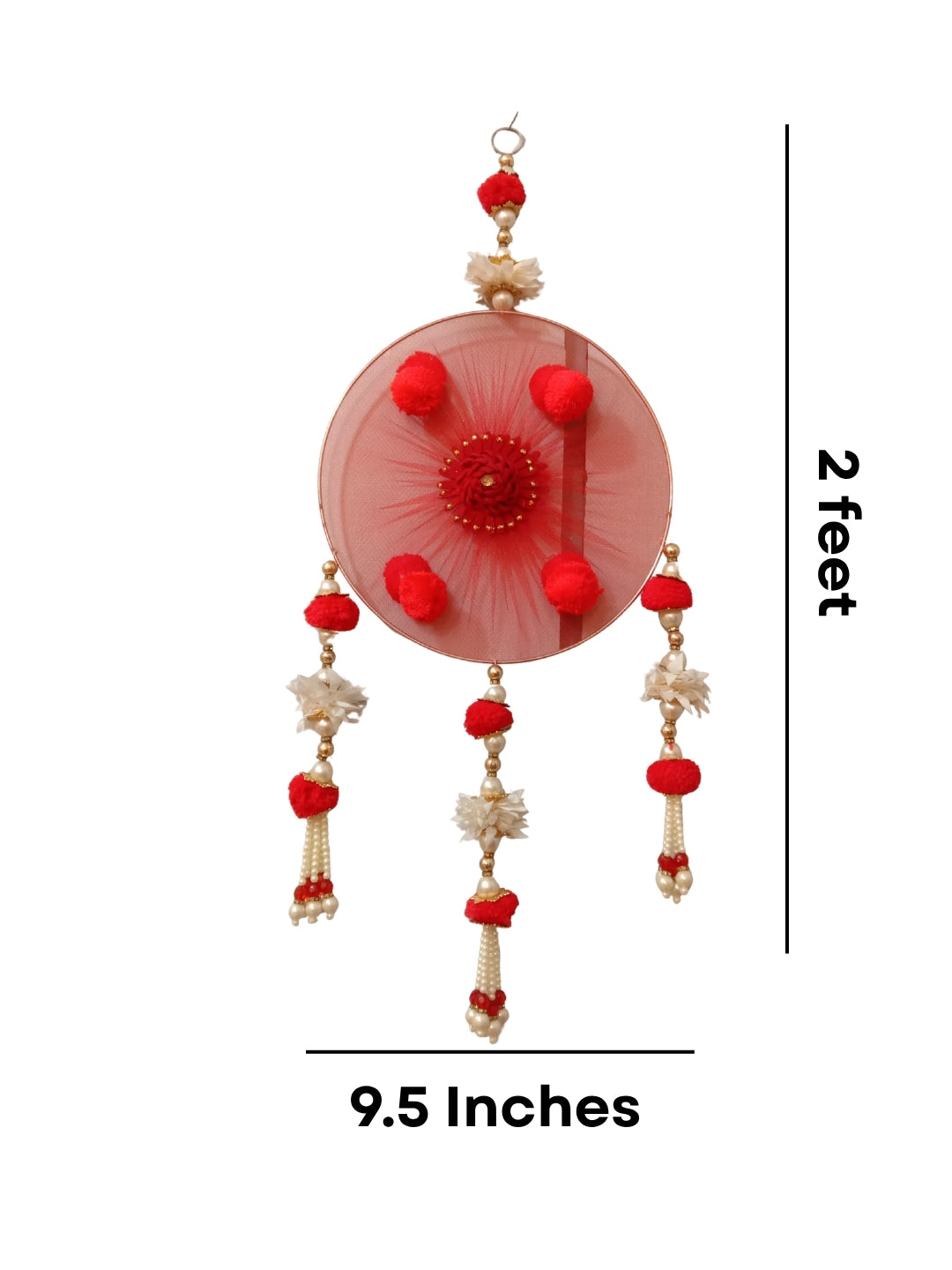 Red Pom-Pom & Pearl Festive Side Hangings