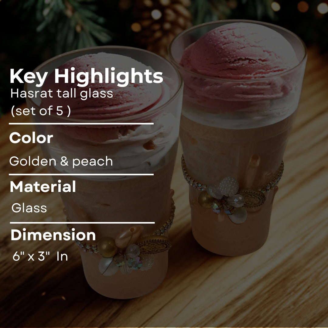 Gold Resin Mocktail Filigree Tall Glass Set of 5