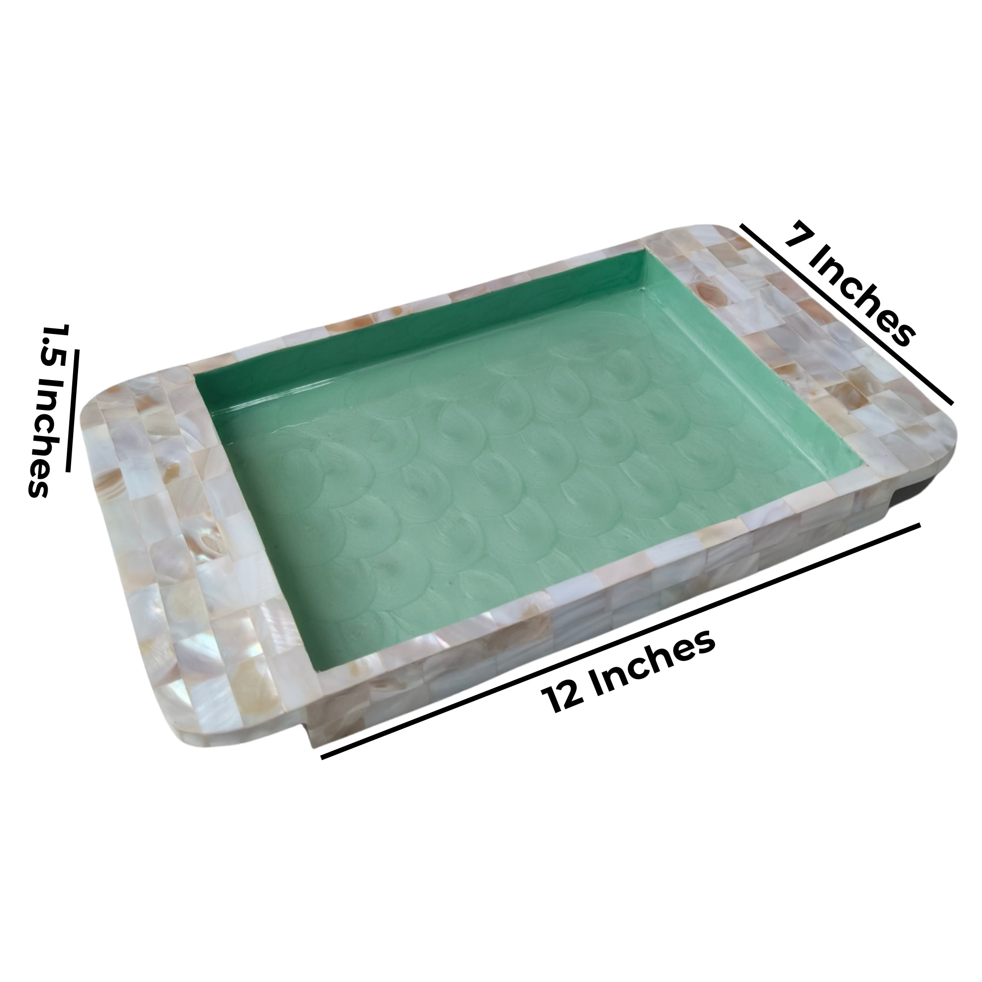 Rectangle Tray Set Of 2 - Wooden with White mother of pearl