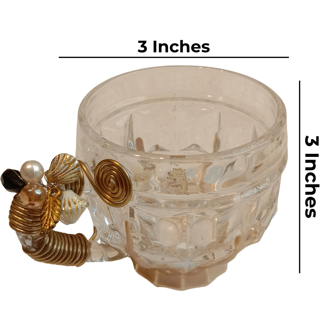 Checkered Round Filigree Cup Set of 6