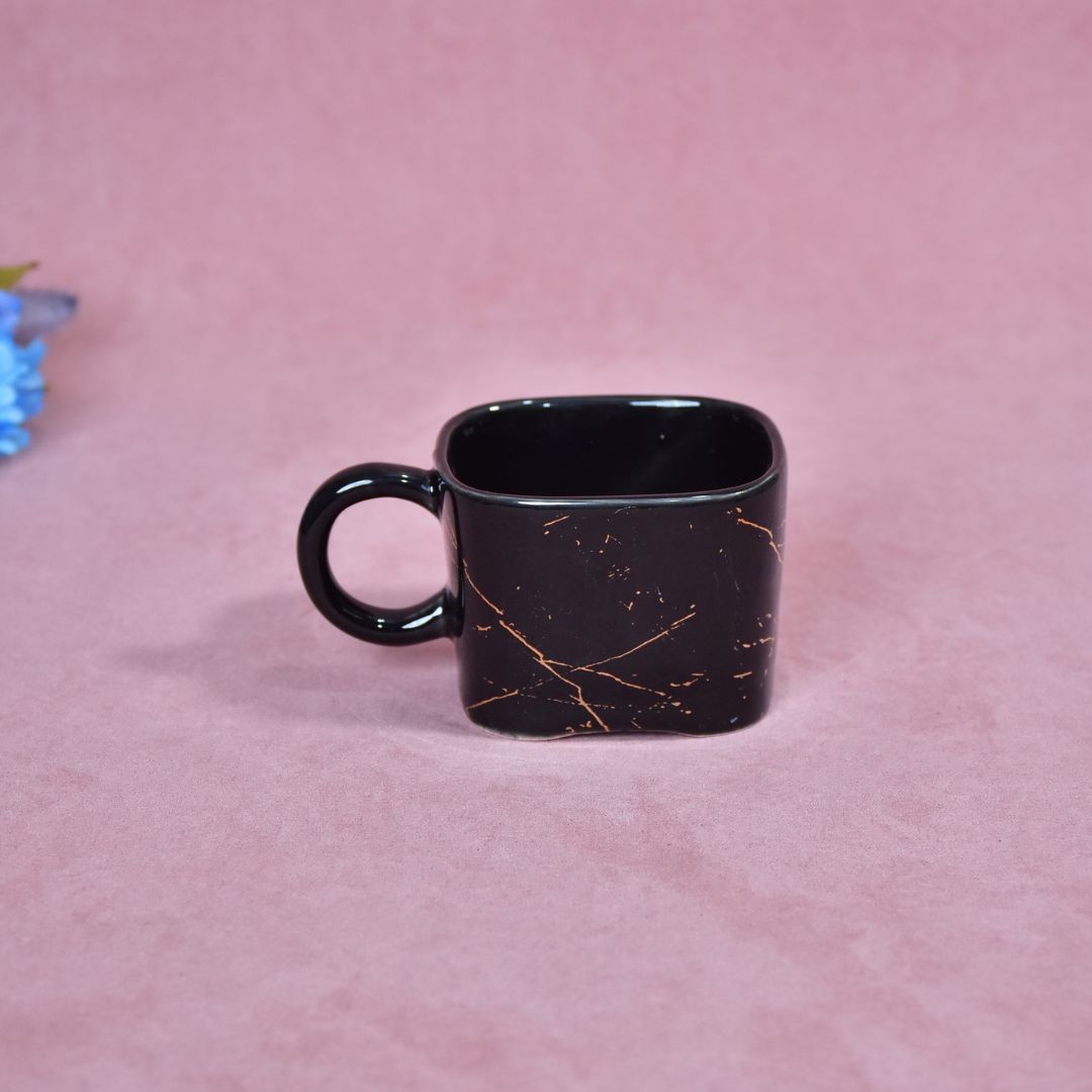 Ceramic Cup & Teapot With Tray Set Of 6 - Black