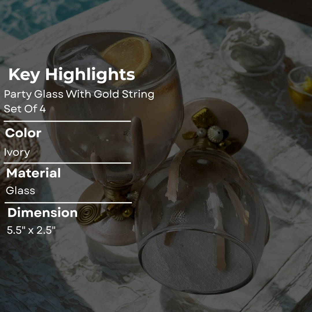 Ivory Resin Mocktail Filigree Glass Set of 4