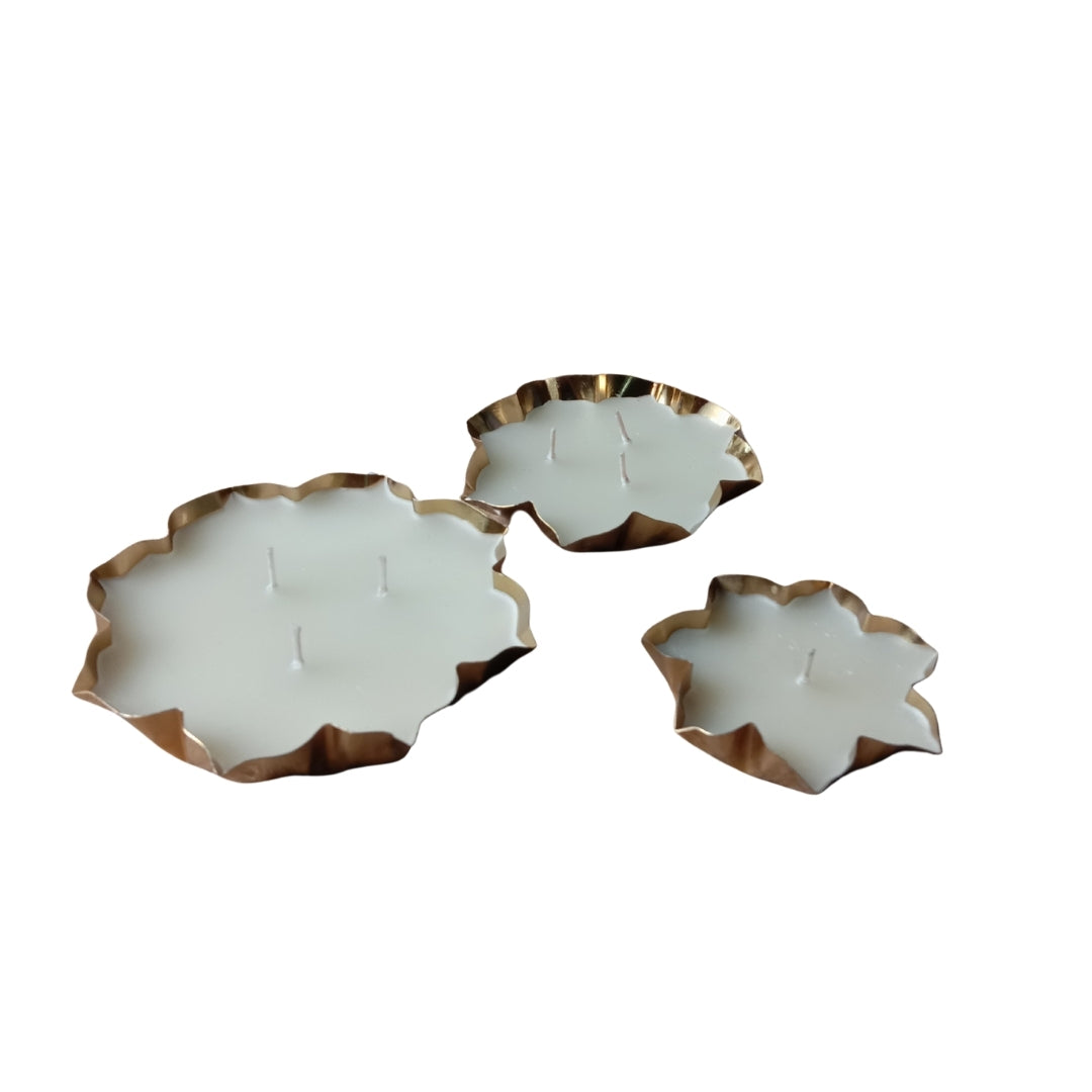 Luxury Gold-Rimmed Lotus Shape Scented Candle Gift Set OF 3