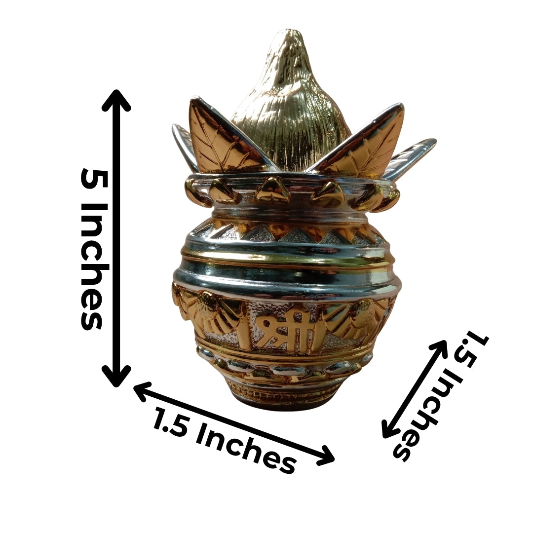 The Home Co- 999 Pure Silver Plated & 24K Gold Plated kumbh Kalash: Divine Mangal Kalash Idol